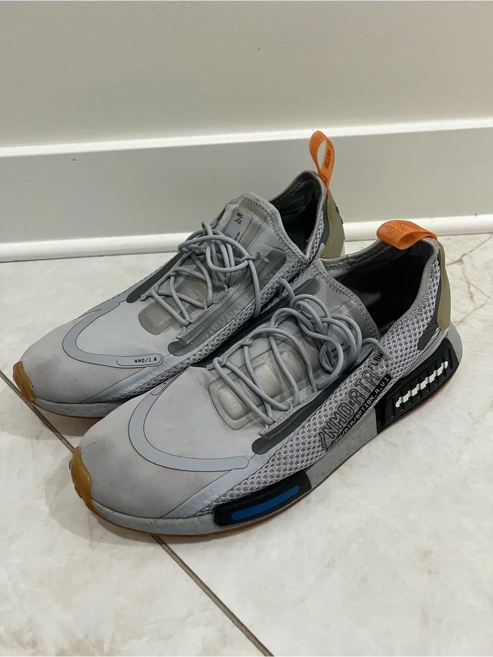 Adidas Silver NMD_R1 Spectoo Sneakers Size 13 US